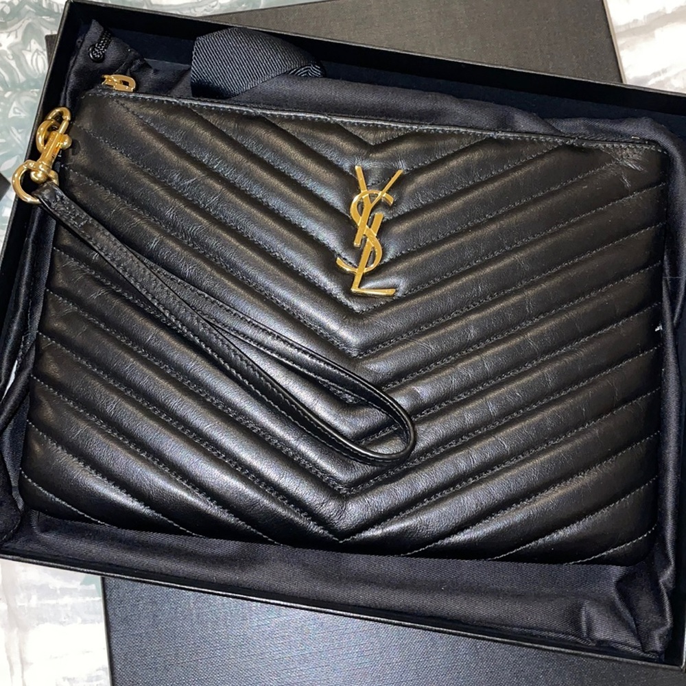 YSL Black Chevron Clutch